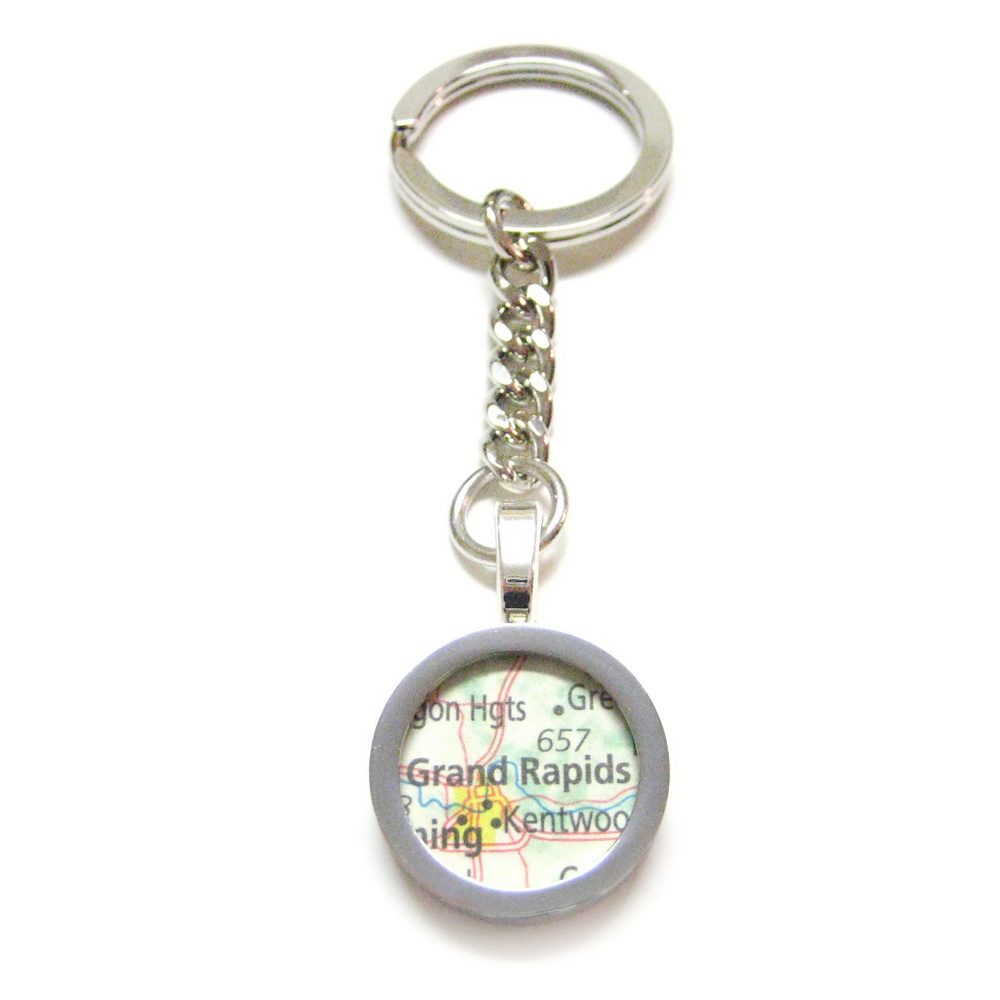 Grand Rapids Michigan Map Pendant Keychain